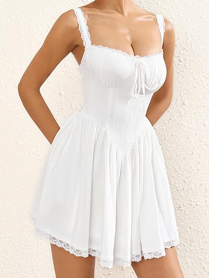 Womens Summer Mini Dress Square Neck Homecoming Dresses