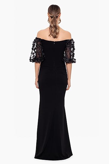 Women's Illusion Sleeve Off The Shoulder Long Evening Dress