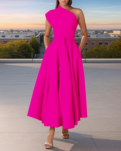 One Shoulder A-Line Evening Gowns Full Of Charm Evening Dress