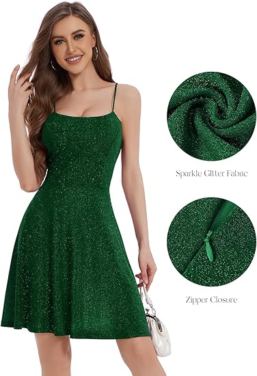 Fit and Flare Glitter Mini Swing Semi Formal Homecoming Dresses