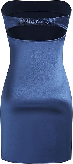 Women Tube Satin Mini Dress Bodycon Backless Silk Wedding Guest Homecoming Dresses