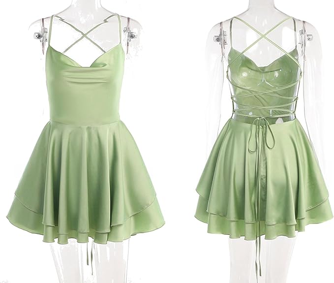 Elegant Satin Backless Mini Dress Full of charm Homecoming Dresses