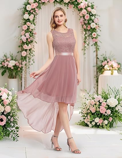 Sleeveless Lace High Low Full Of Charm Homecoming Dresses