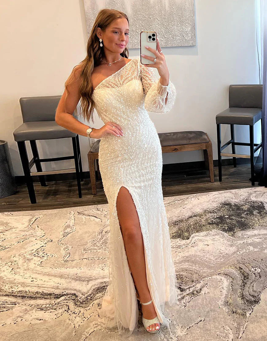 Sexy One-Shoulder Embroidery Full Of Charm Prom Dress