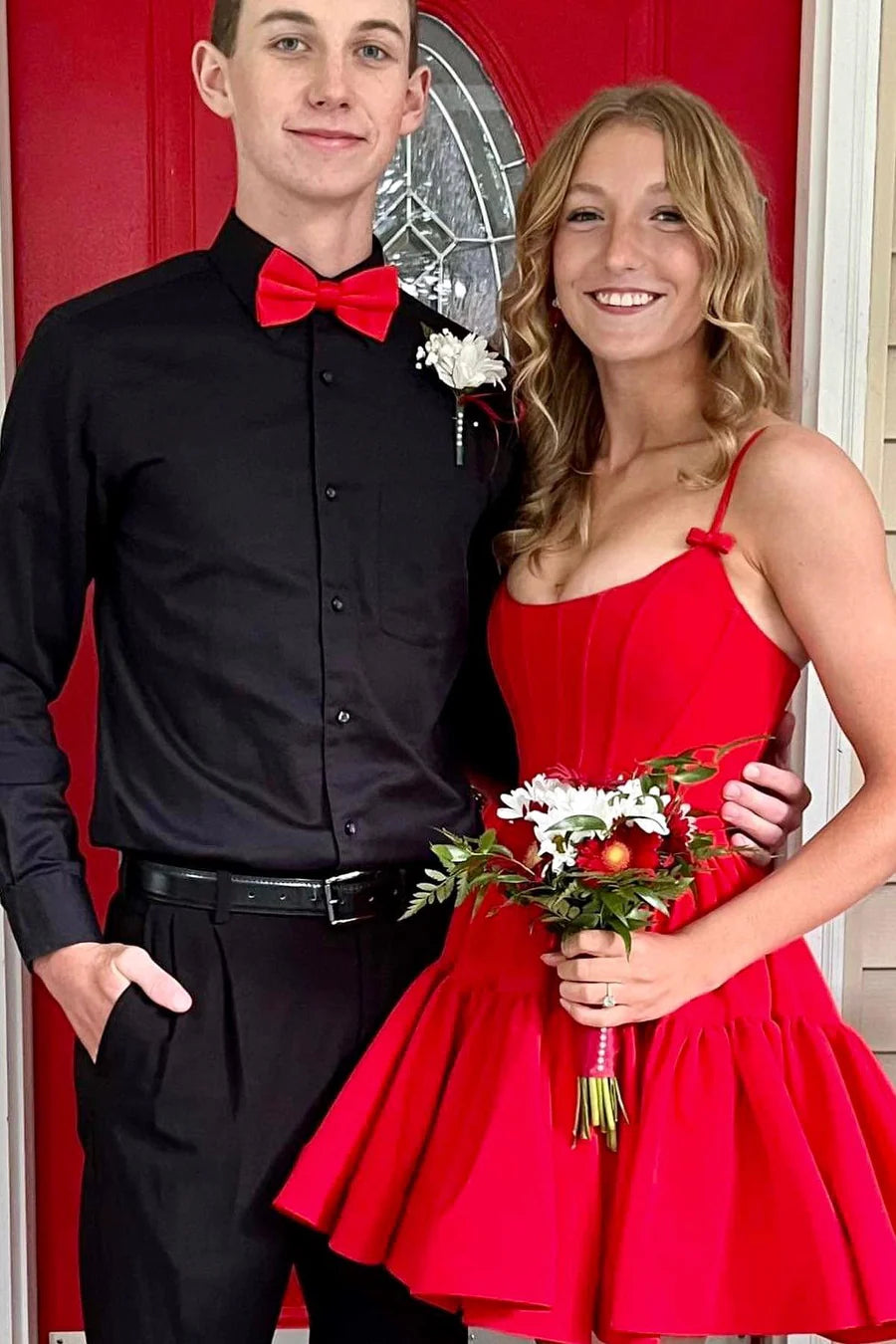 Pink Corset Bodice Lace-Up A-Line Cocktail Dress with Ruffles