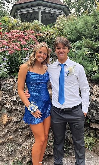 Ruffle Hem Sparkly Sequin Spaghetti Straps Mini Homecoming Dresses