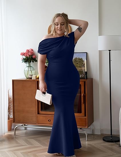 Women's Elegant Sleeveless Off Shoulder Bodycon Long Formal Party Evening Dress