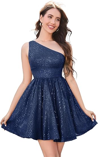 Sparkly Sequin One Shoulder Short Full Of Charm Homecoming Dresses