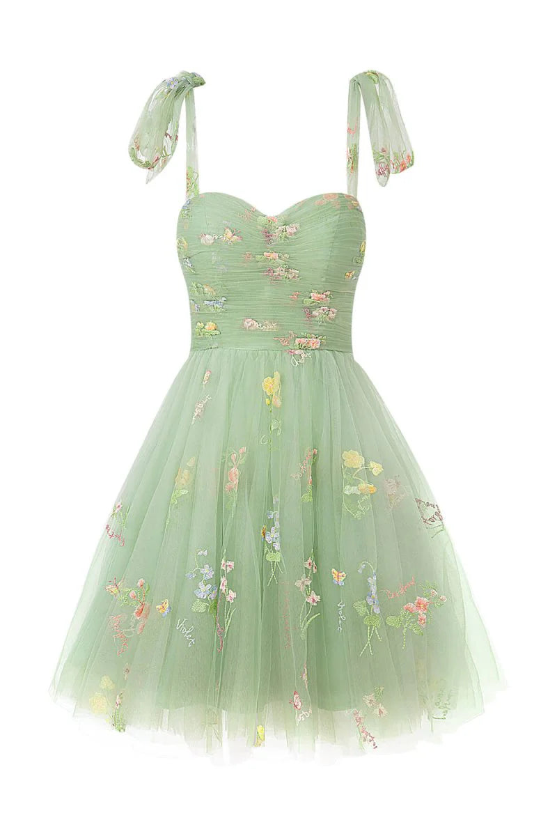 Aline Short Sweetheart Tulle Floral Cute and playful Homecoming Dress