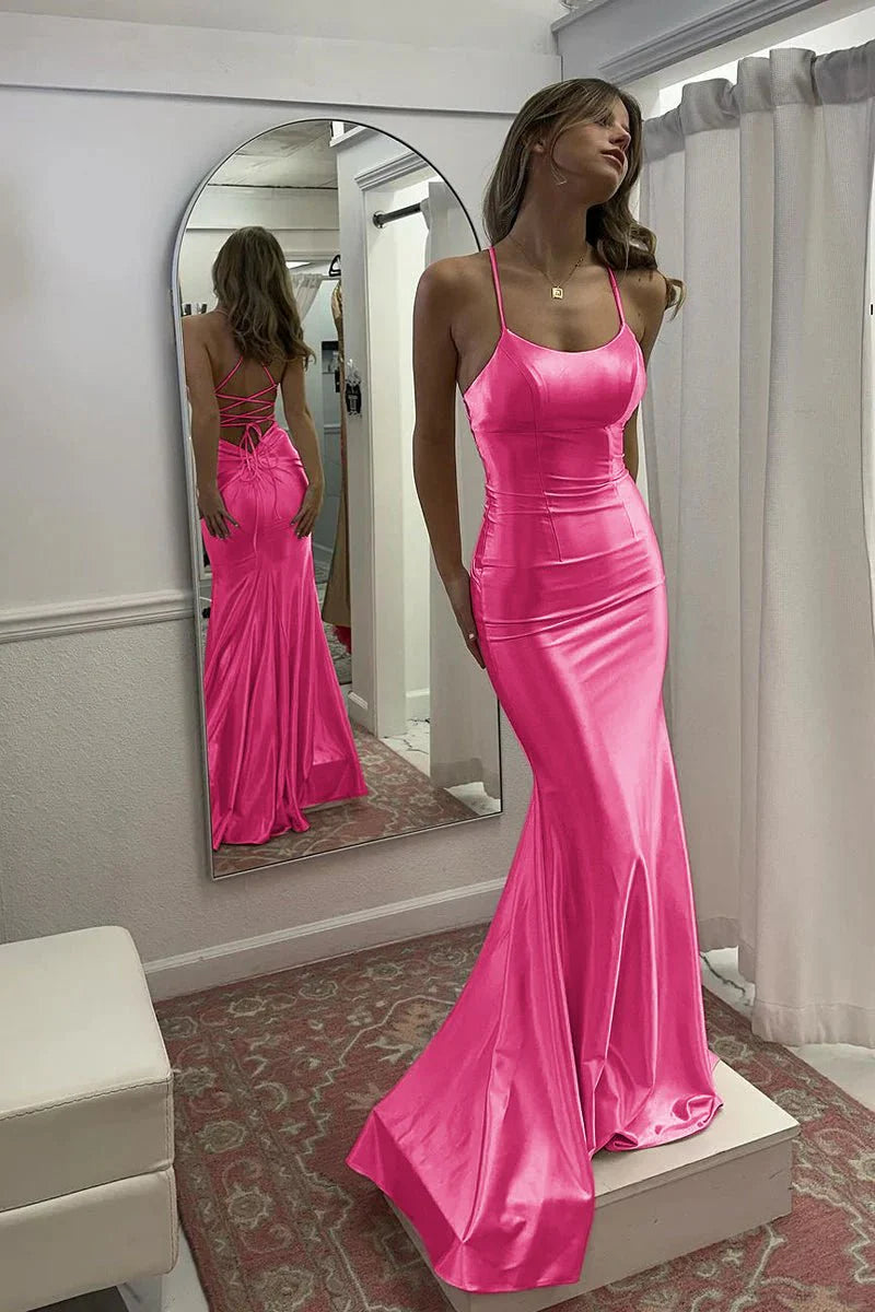 Cute Mermaid Scoop Neck Satin Long Full of charm Prom Dress