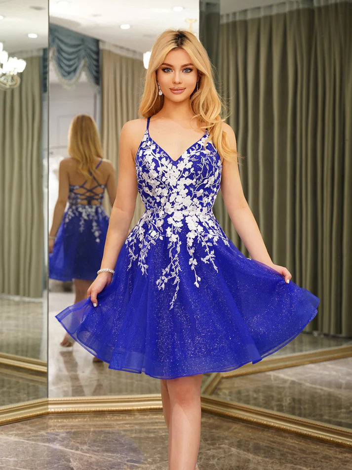 A-Line Spaghetti Straps Sleeveless Short  Homecoming Dresses