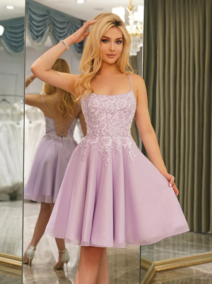 A-Line Spaghetti Straps Sleeveless Full Of Charm Homecoming Dresses