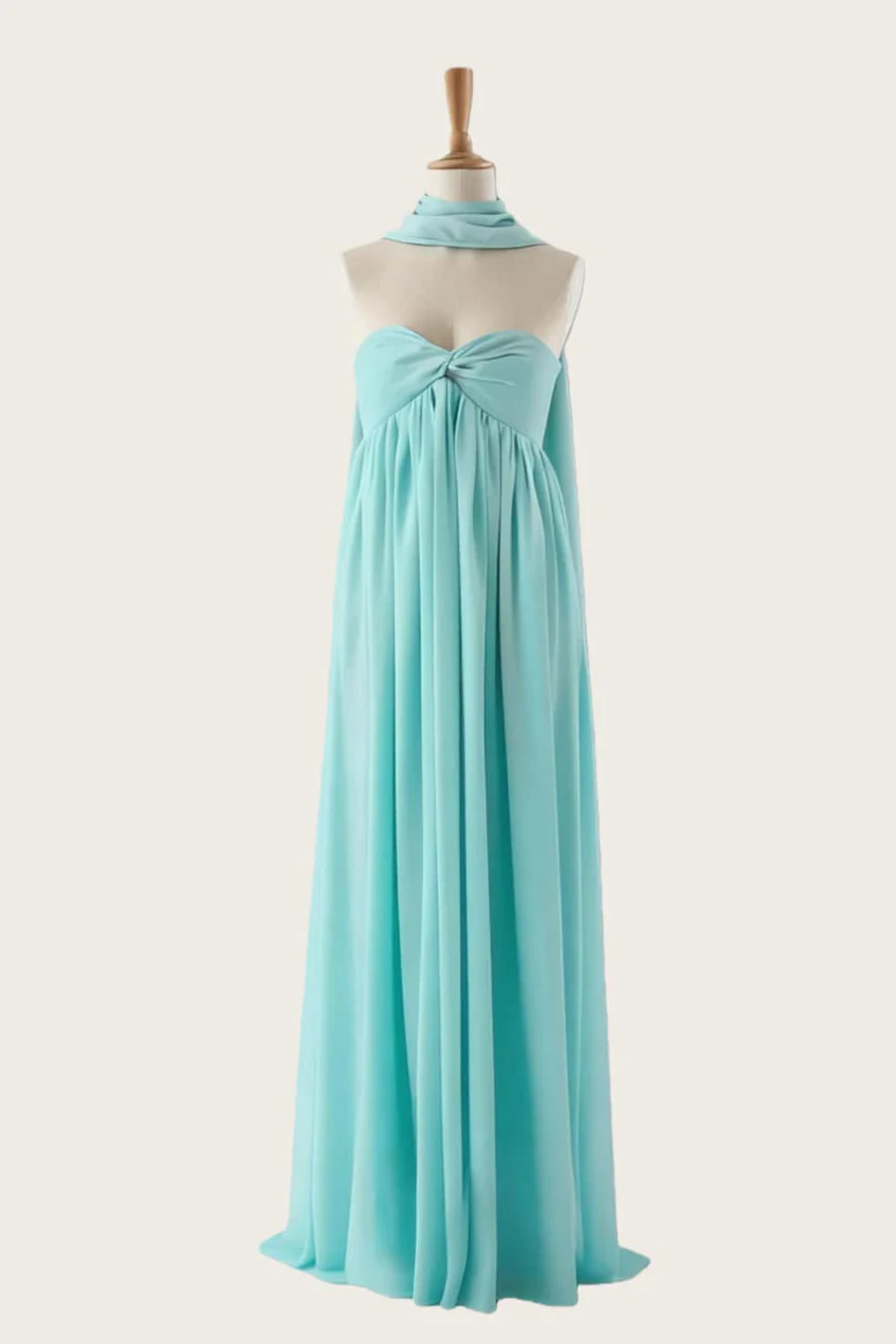 A-Line Chiffon Halter Neck Floor-Length Flowy Bridesmaid Dress