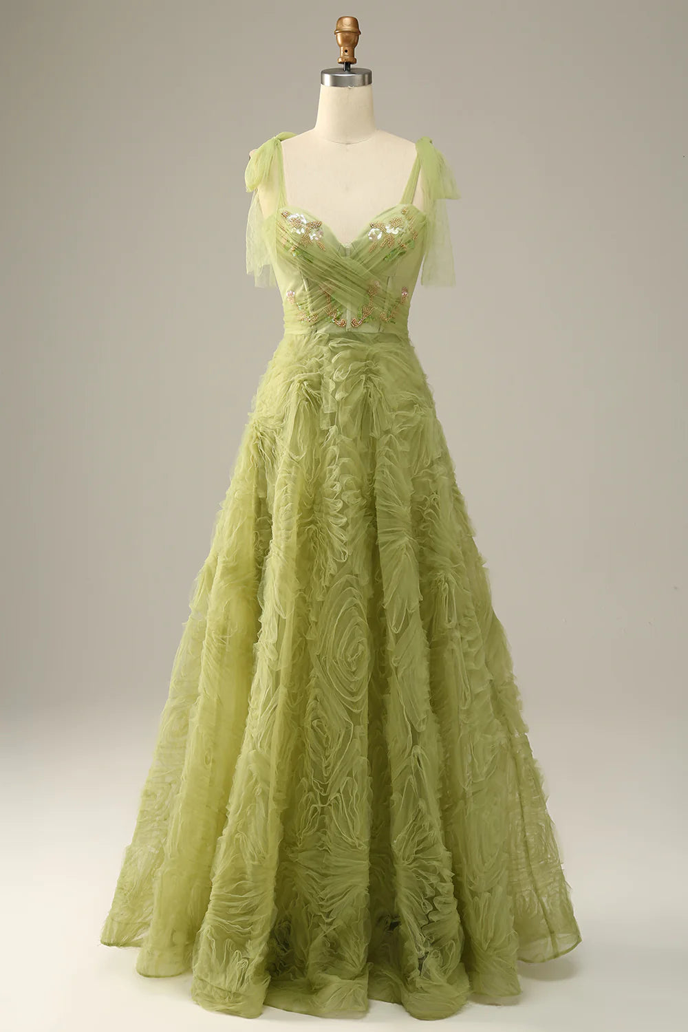 A-Line Light Green Tulle Full Of Charm Prom Dress