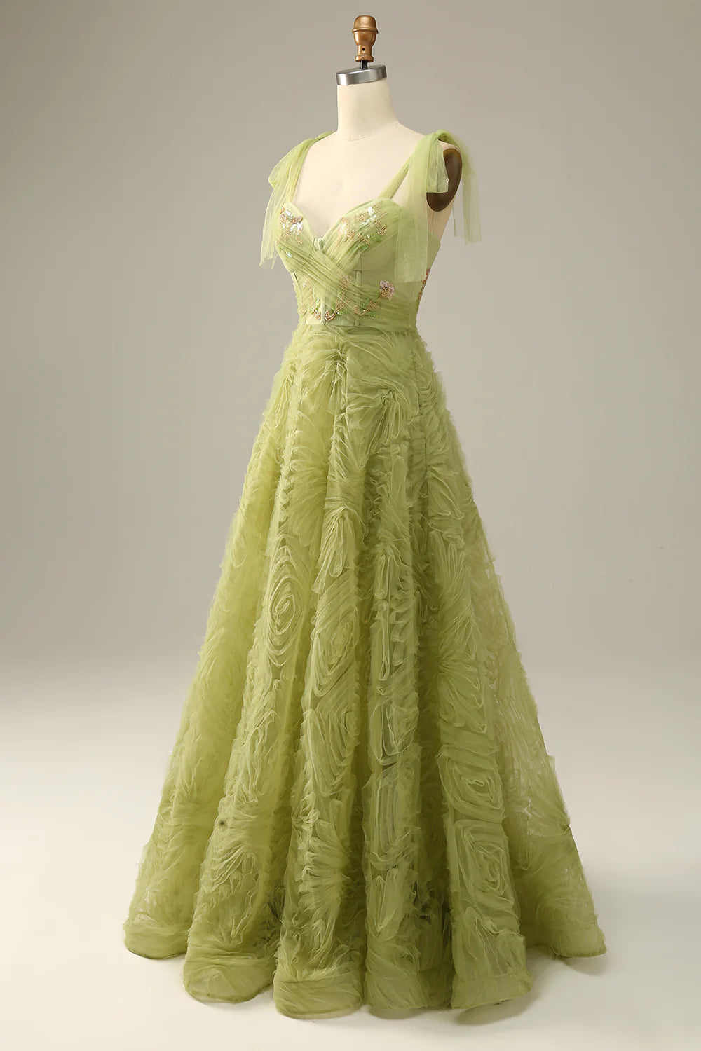 A-Line Light Green Tulle Full Of Charm Prom Dress