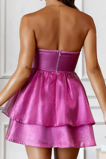 A-Line Strapless Empire-Waist Keyhole Sleeveless Short Homecoming Dress