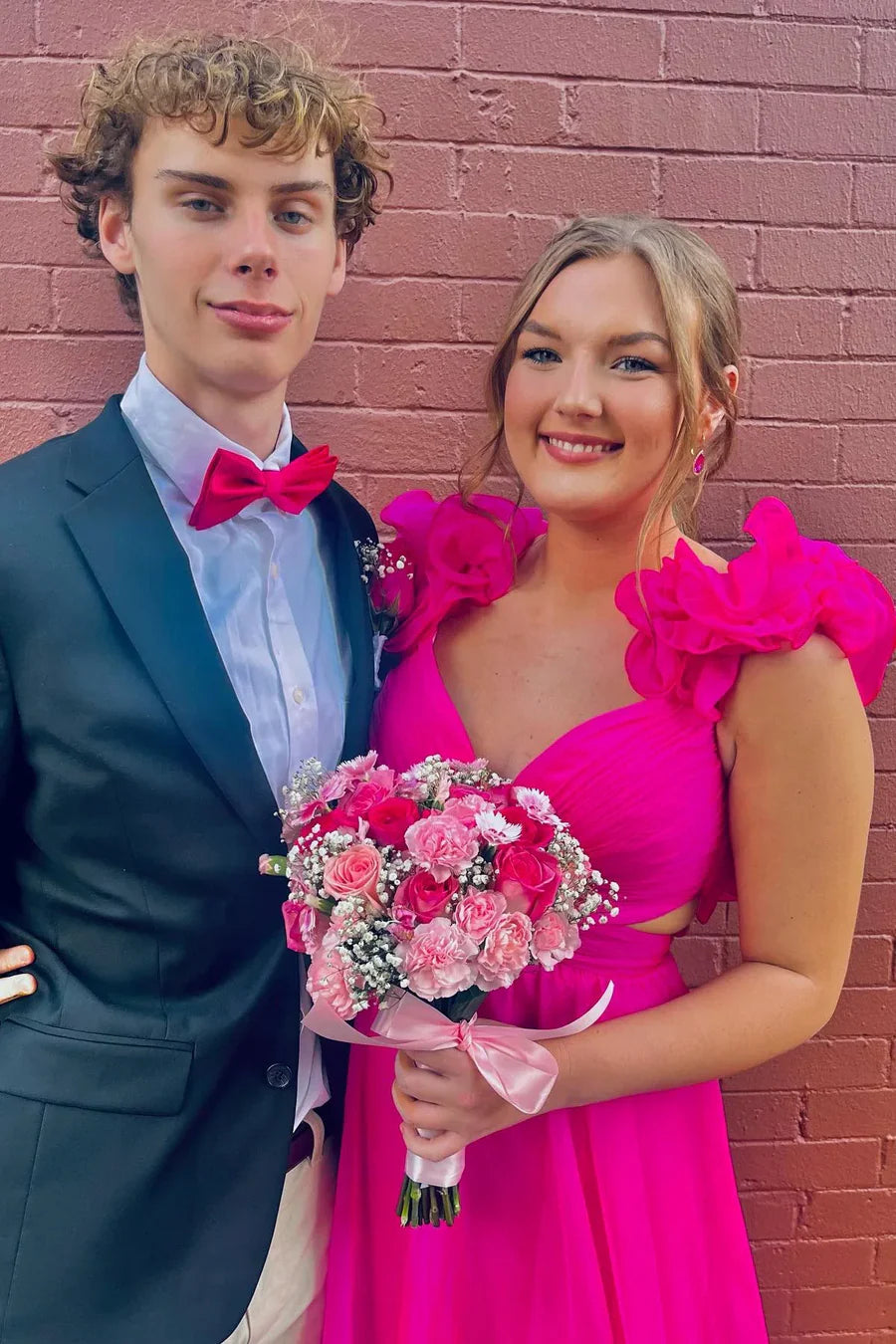 A-Line Straps Ruffles V-Neck Empire-Waist Sleeveless Short Homecoming Dress