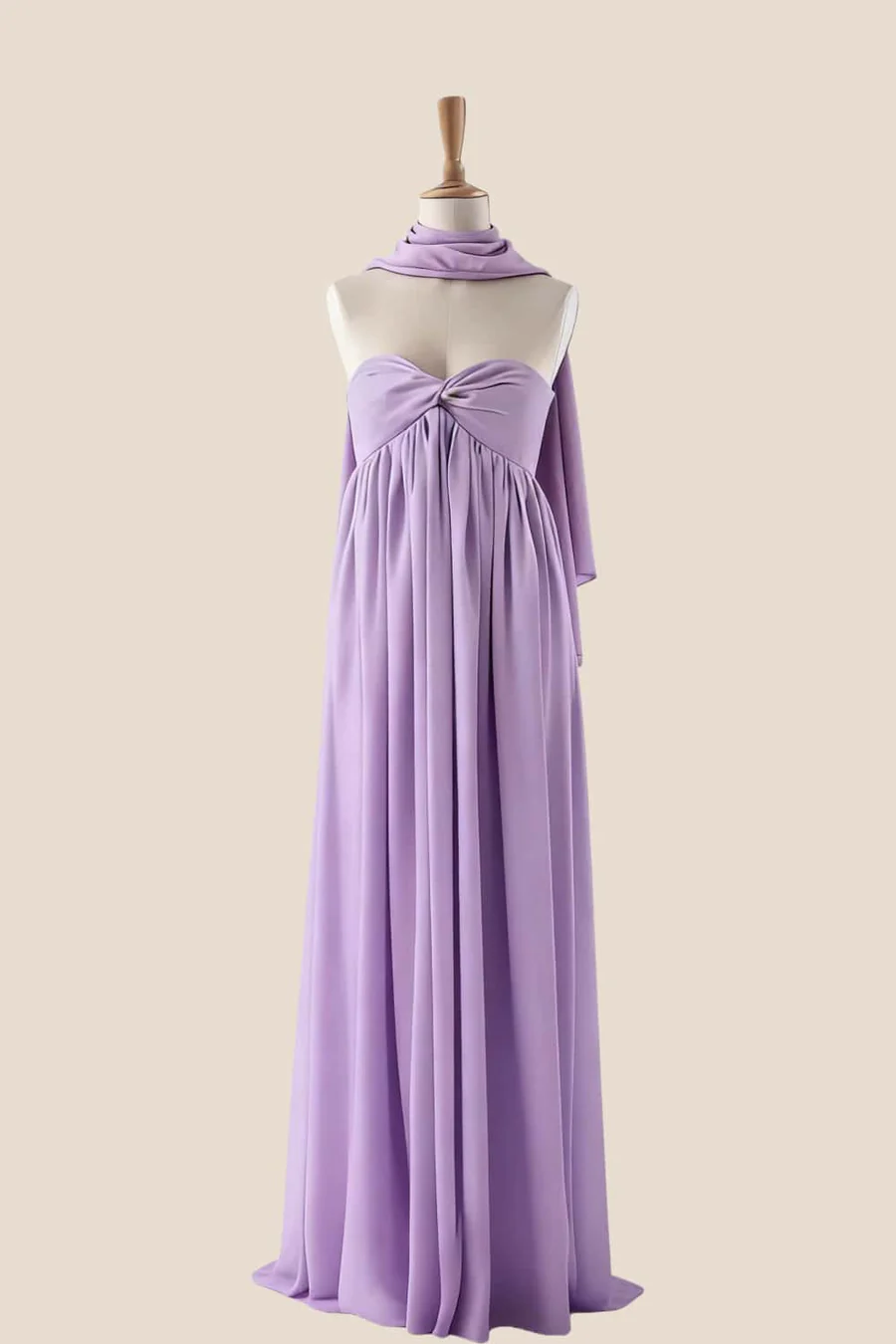 A-Line Chiffon Halter Neck Floor-Length Flowy Bridesmaid Dress