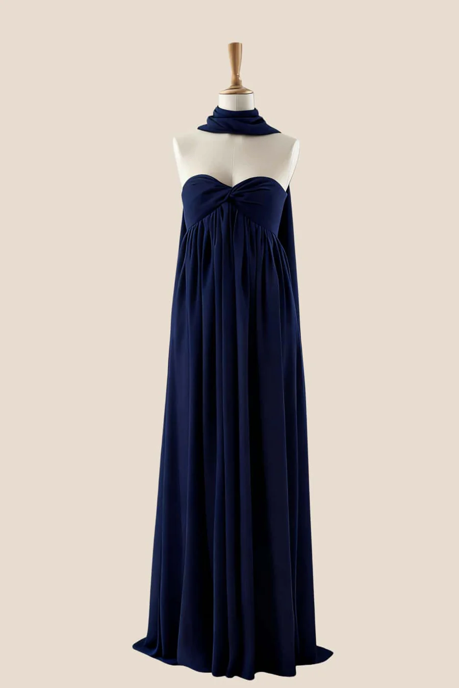 A-Line Chiffon Halter Neck Floor-Length Flowy Bridesmaid Dress