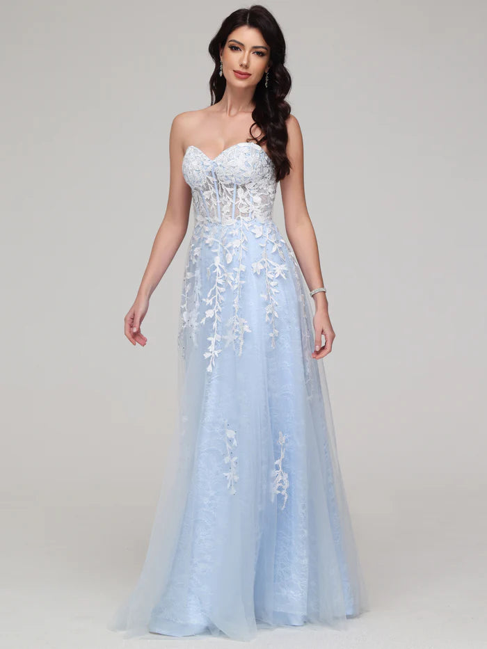 A-line Sweetheart Lace Appliques Tulle Unique Design Full Of Charm Prom Dress