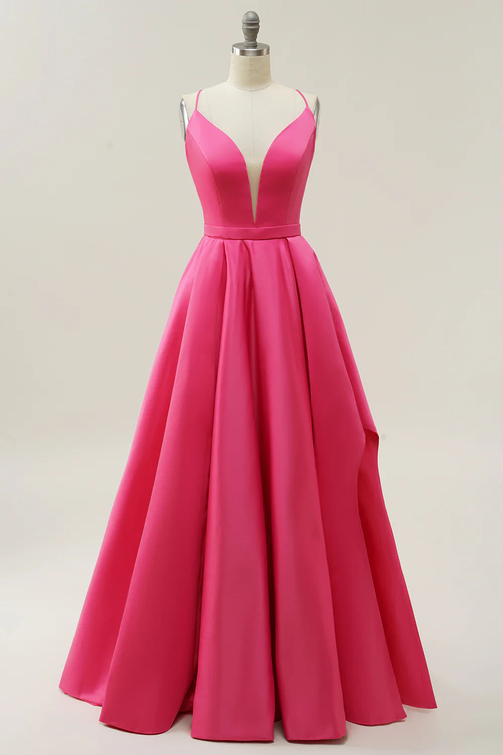 A-line Fuchsia Spaghetti Straps Ball  Full Of Charm Gown