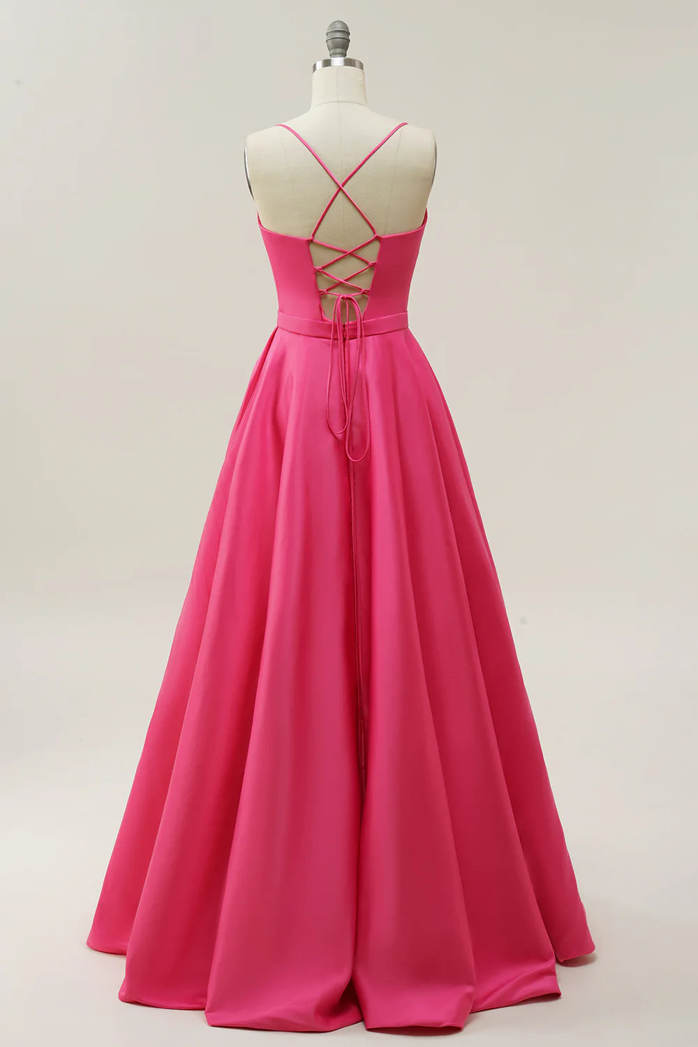 A-line Fuchsia Spaghetti Straps Ball  Full Of Charm Gown