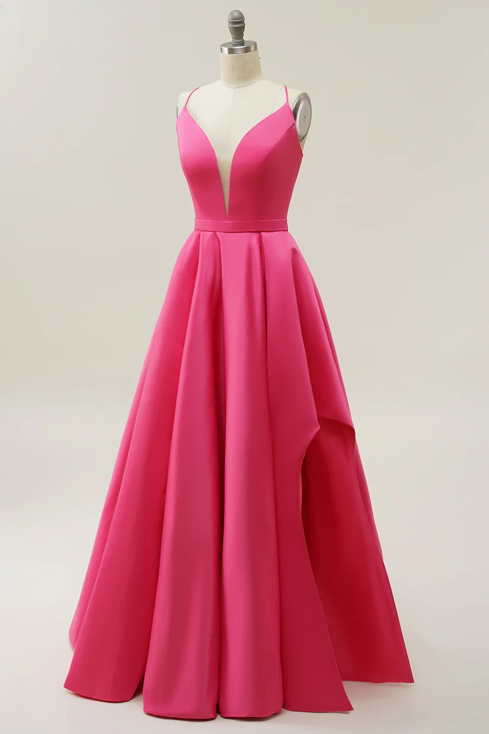 A-line Fuchsia Spaghetti Straps Ball  Full Of Charm Gown