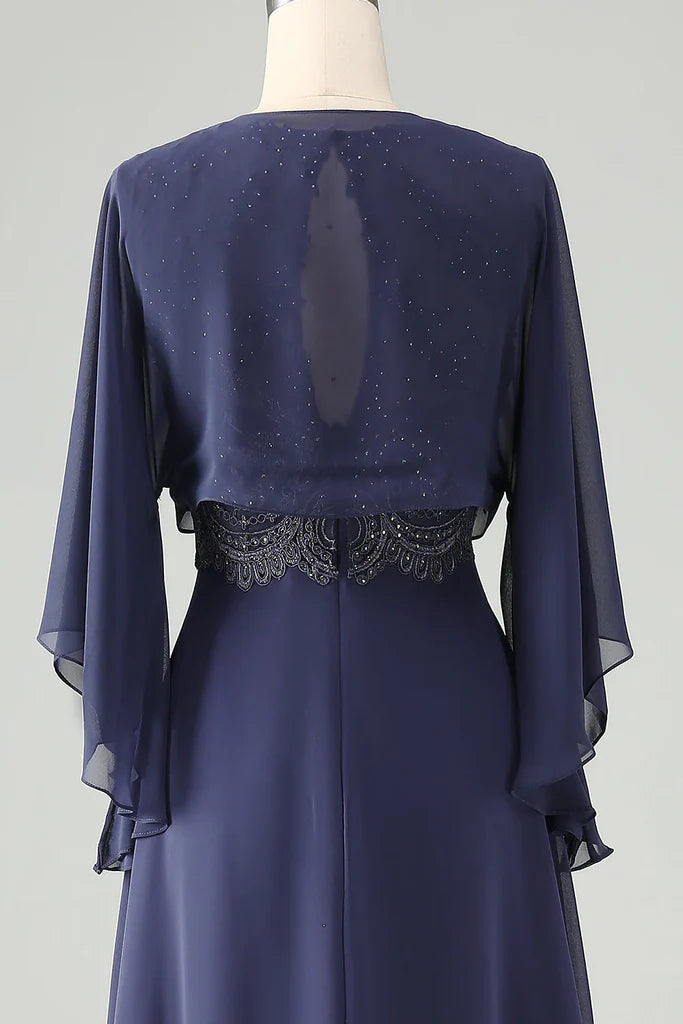 A Line Twilight Beaded Mother of Bride Dress with Shawl