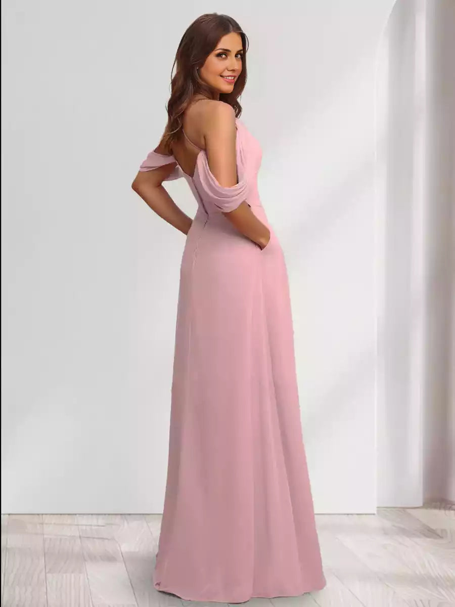 A charming A-line/princess style backless sleeveless pleated Bridesmaid Dresses