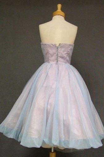 Airy Pastel Blue Fit Flare Mini Strapless Sweetheart Neck Sleeveless Plain Zipper Back Mini Length Homecoming Dresses