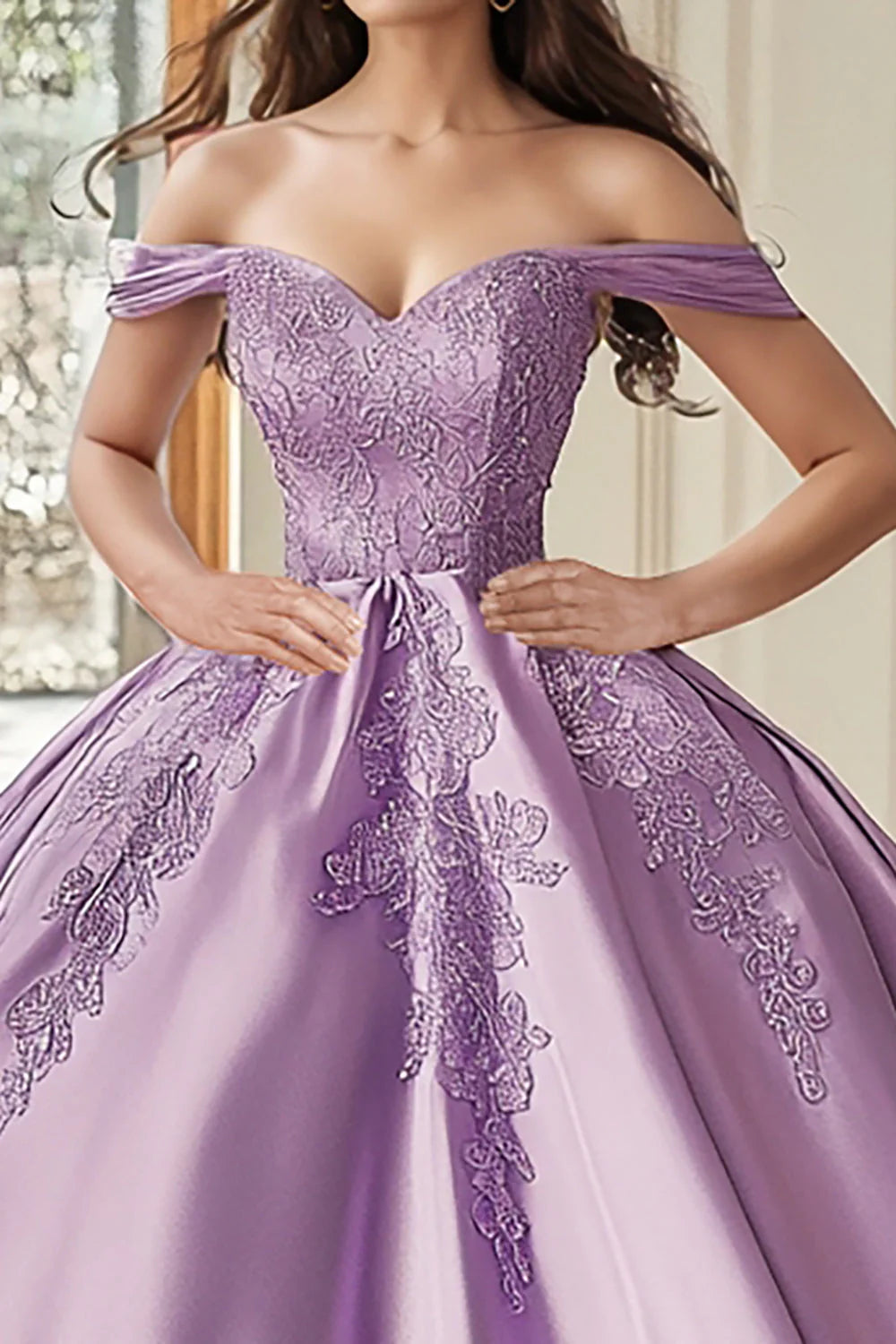 Ball Gown Strapless Sweetheart Purple Satin Quinceanera Dress