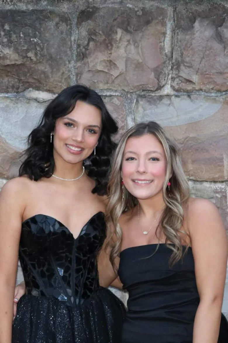 Black A-Line Strapless Mirror-Cut Sequins Short Homecoming Dress