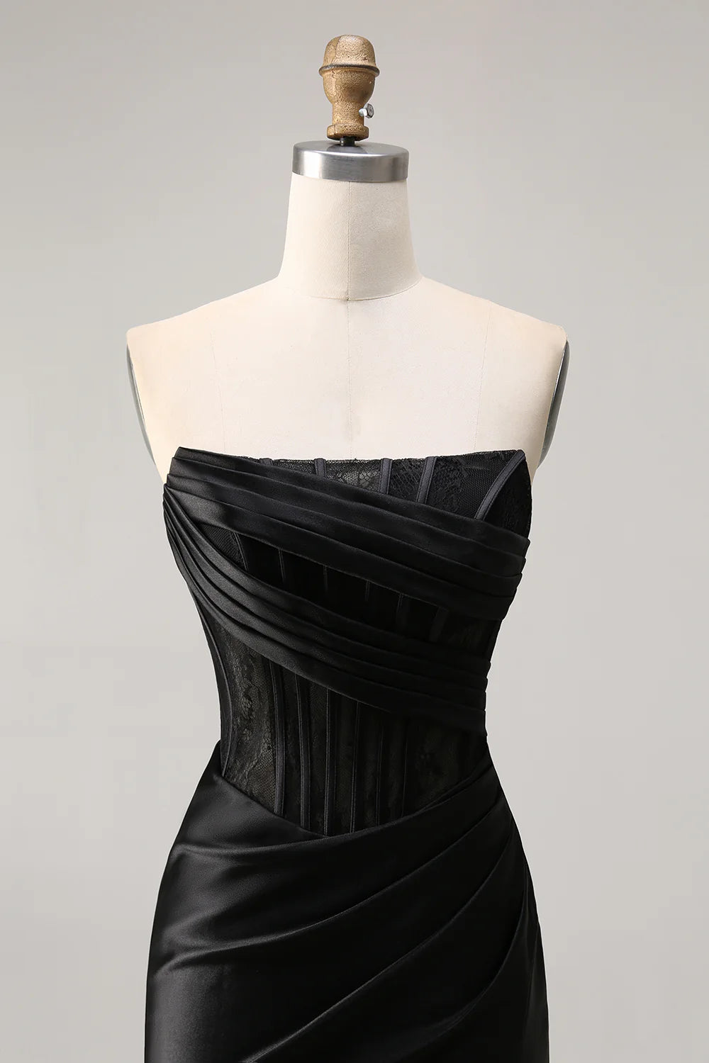 Black Corset Satin Strapless Short Tight Homecoming Dress