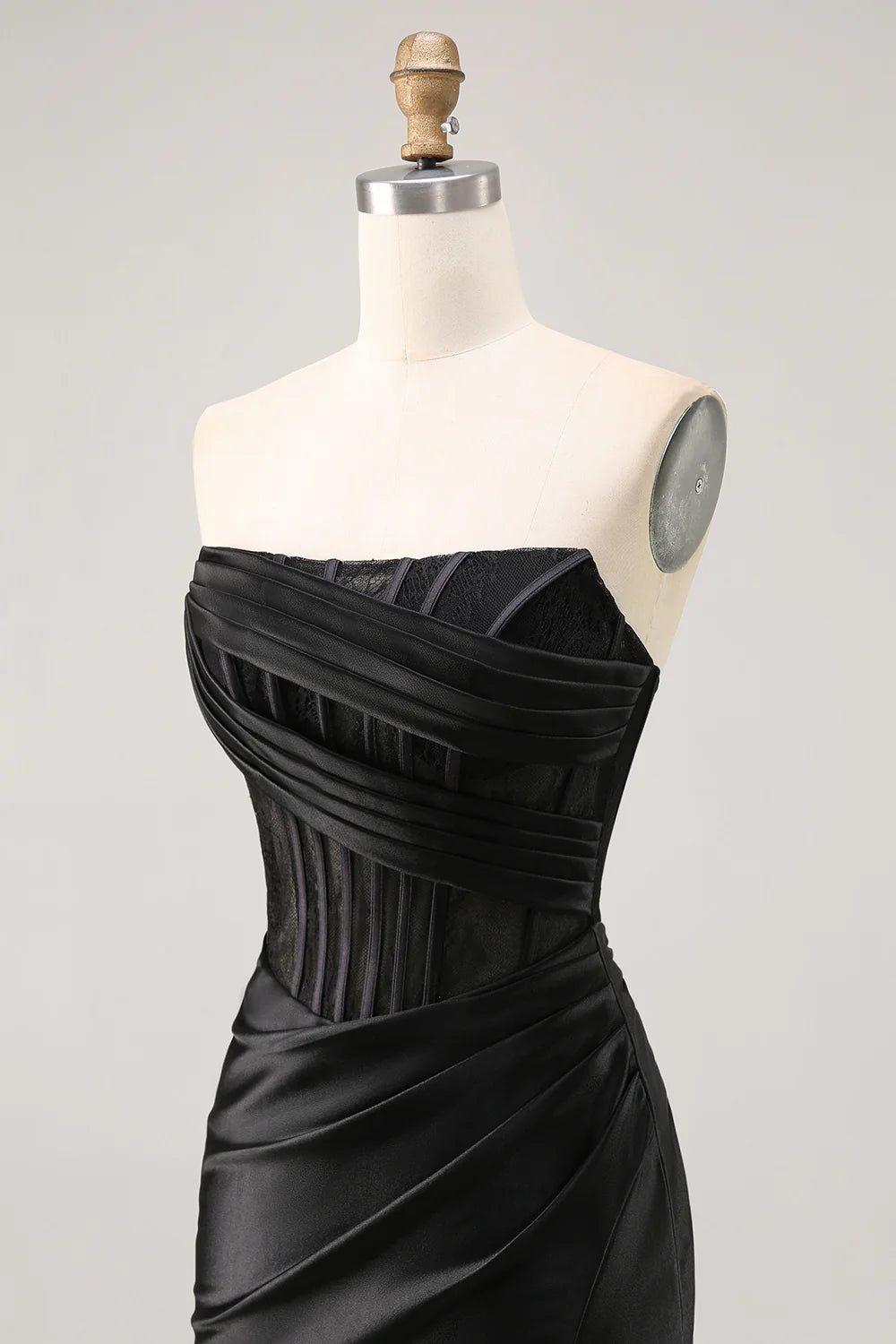 Black Corset Satin Strapless Short Tight Homecoming Dress