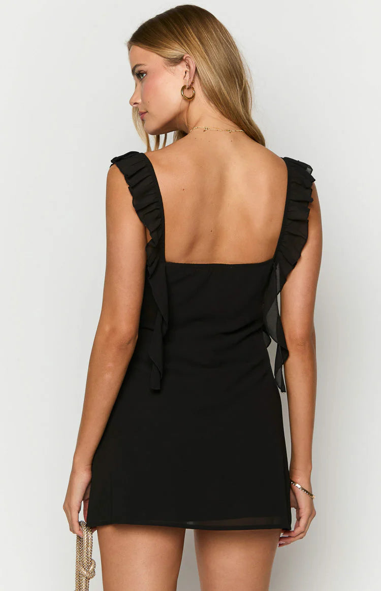 Black Gathered details at centre bust Full Of Charm Mini Dress