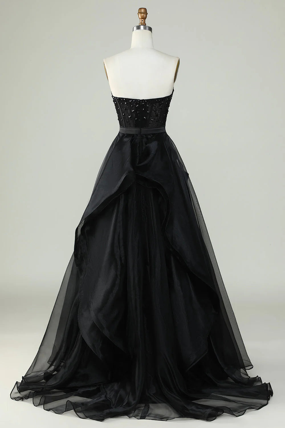 Black Princess A Line Sweetheart Strapless Formal Evening Dress