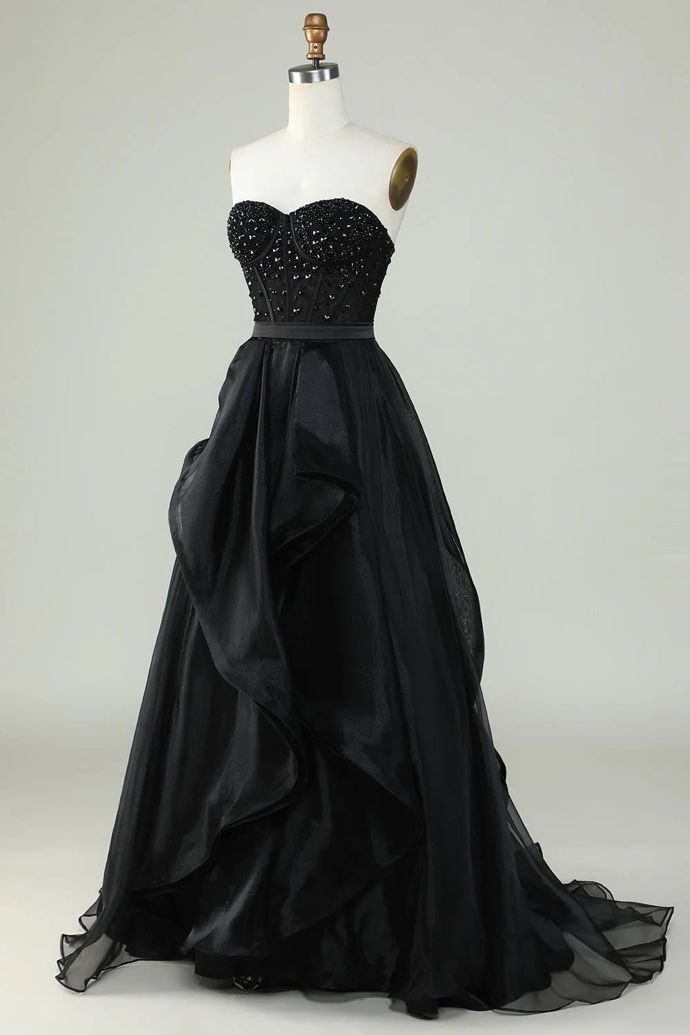 Black Princess A Line Sweetheart Strapless Formal Evening Dress