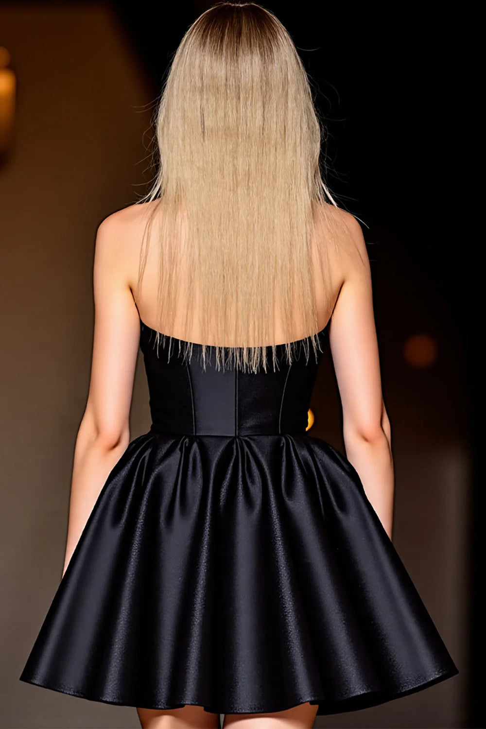 Black Satin Halter Short A Line Homecoming Dress