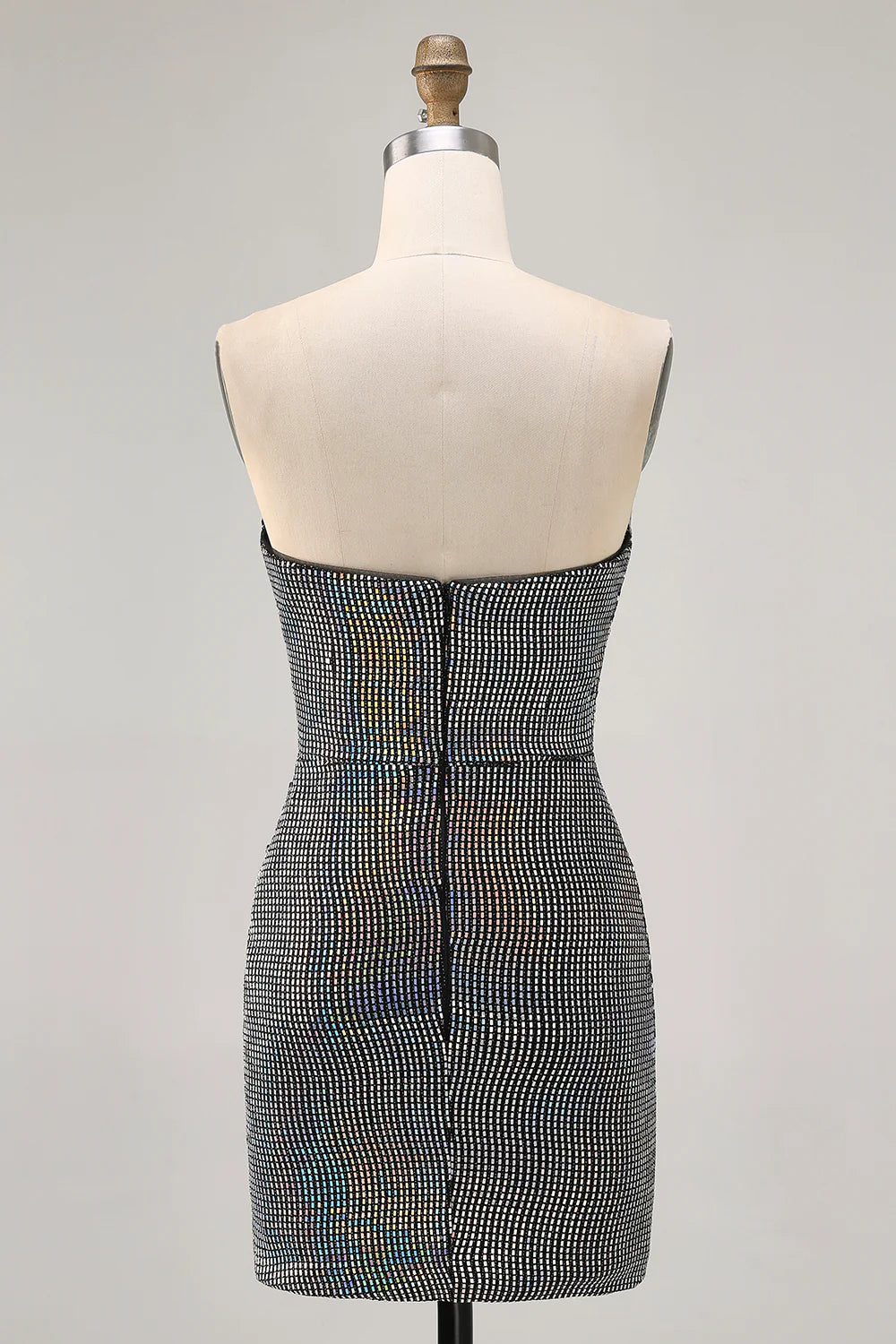 Black Strapless Ruched Sequins Bodycon Homecoming Dress