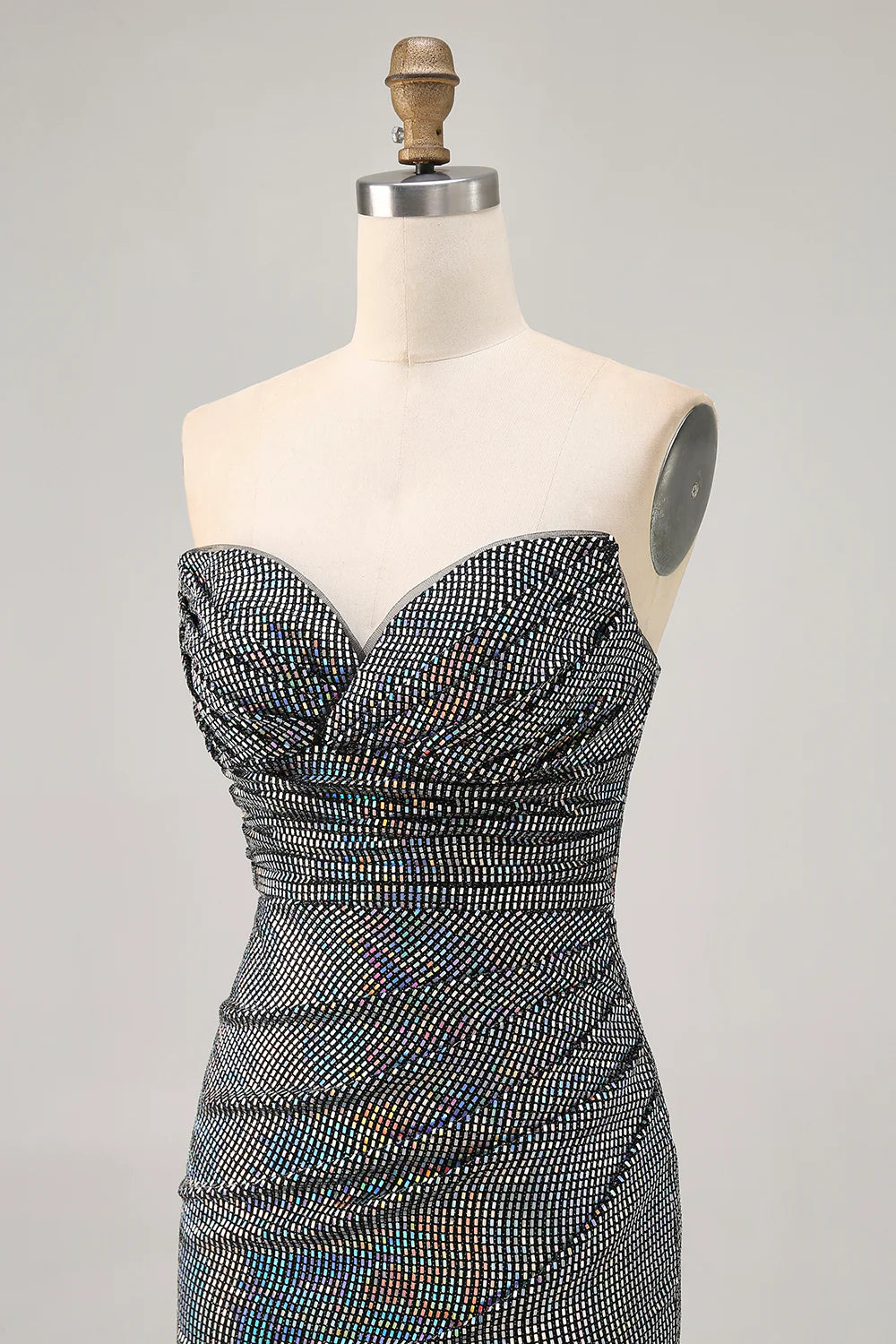 Black Strapless Ruched Sequins Bodycon Homecoming Dress