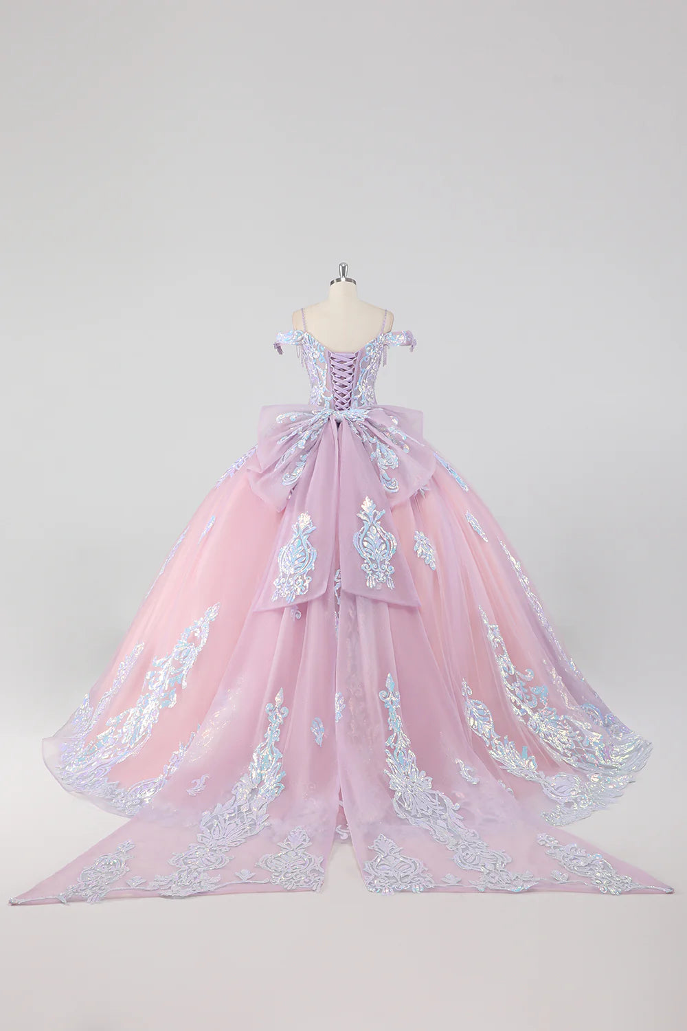 Blush Pink Ball Gown Cold Shoulder Quinceanera Dress with Appliques