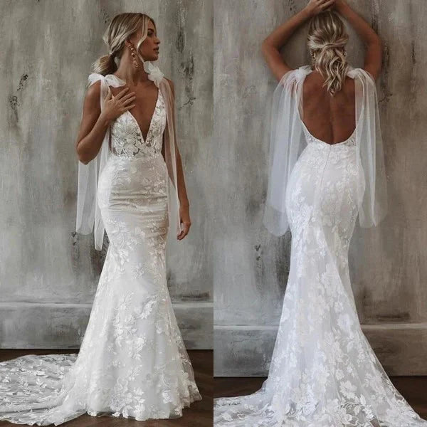 Bohemian Mermaid Mermaid Beach Wedding Dress Bridal Gown