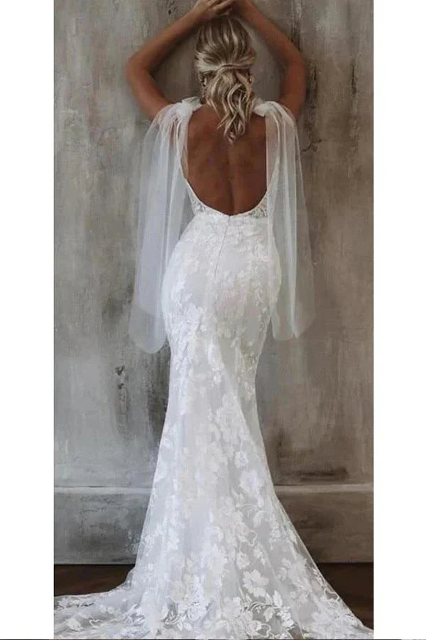 Bohemian Mermaid Mermaid Beach Wedding Dress Bridal Gown