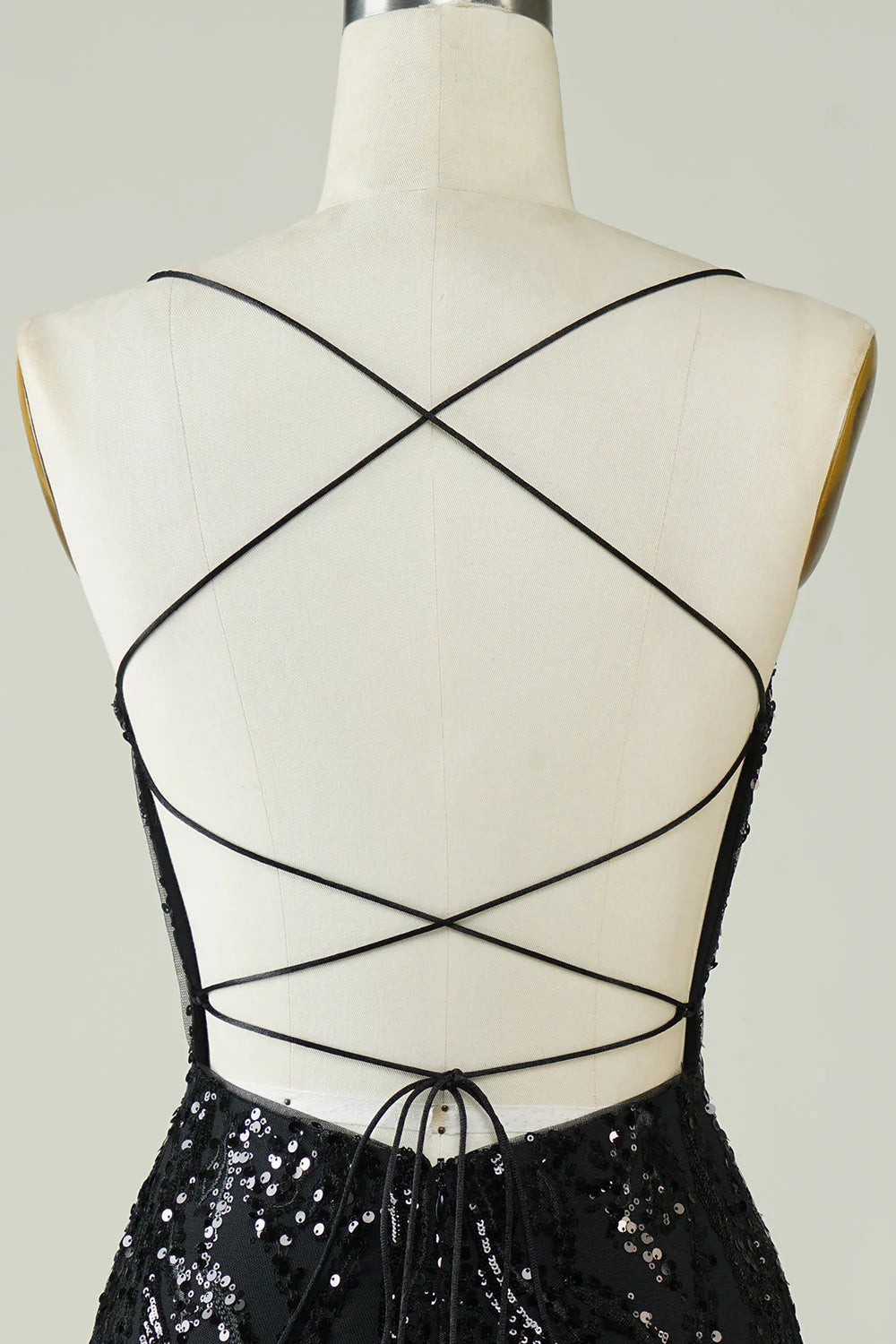 Black Sequins Spaghetti Straps Tight Full Of Charm Homecoing Dress