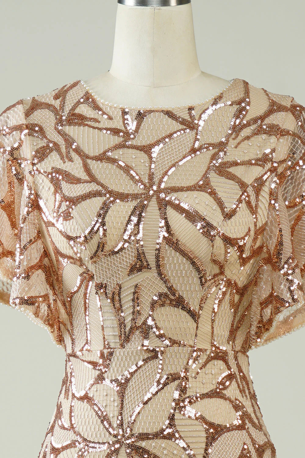 Champagne Sequins Long Full Of Charm Mother of Bride Dress