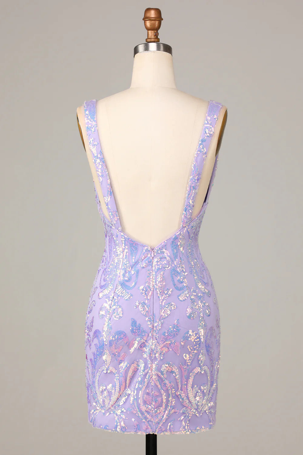 Sparkly Lilac Sequins Beaded V neck Bodycon Short Full Of Charm Homecoing Dress