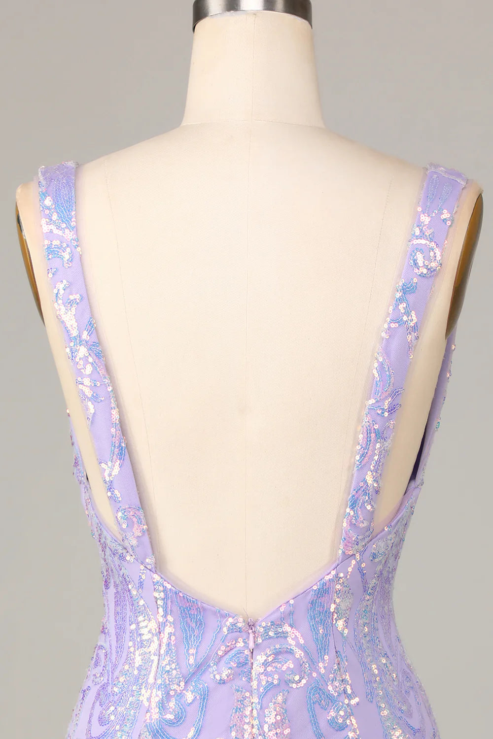 Sparkly Lilac Sequins Beaded V neck Bodycon Short Full Of Charm Homecoing Dress