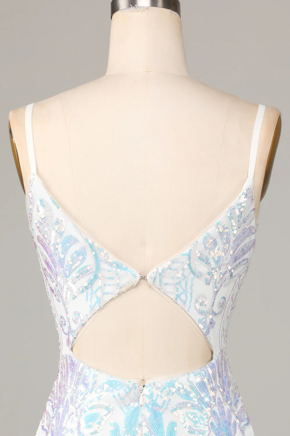 Sparkly White Sequins Beaded V neck Bodycon Short Full Of Charm Homecoing Dress