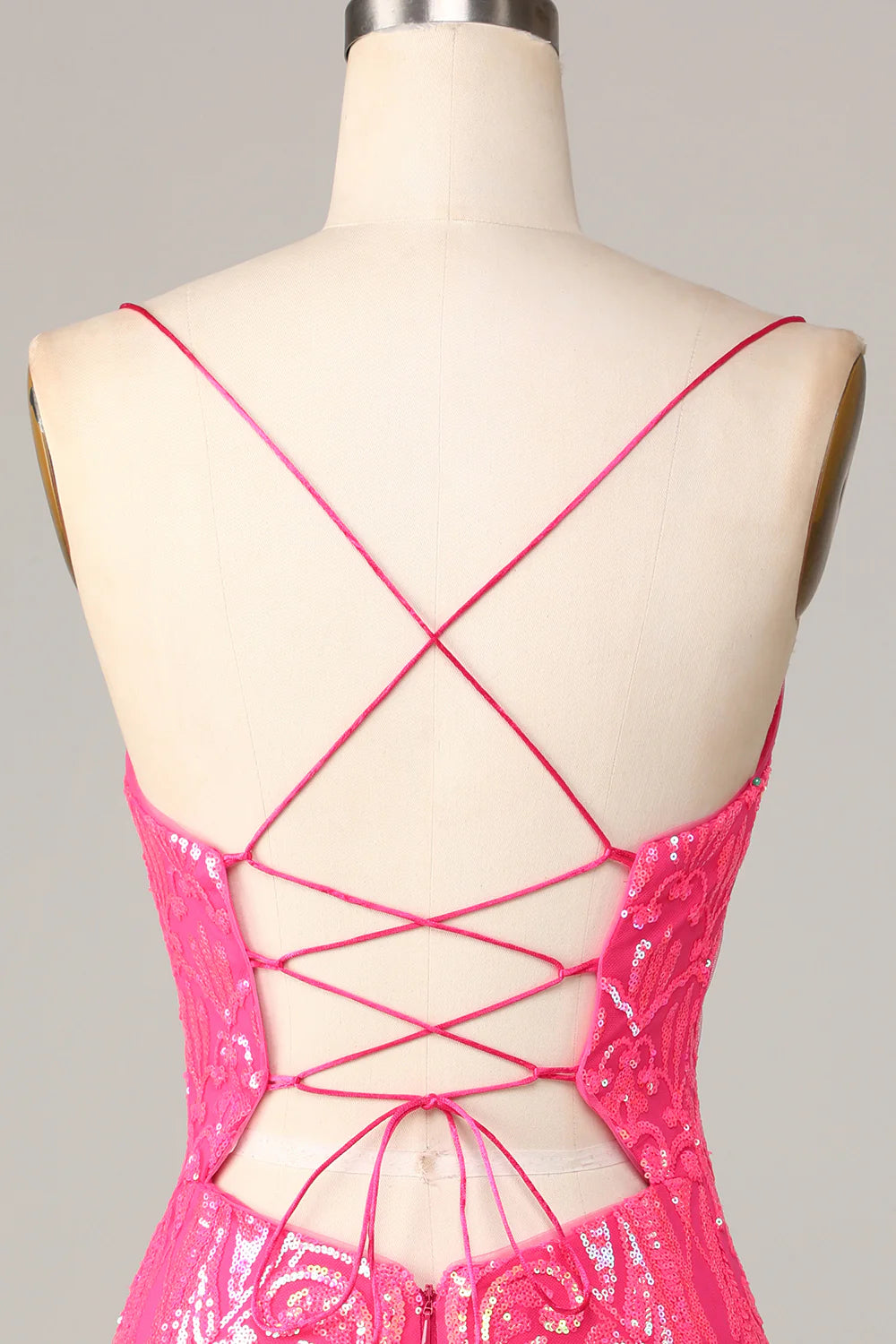 Spaghetti Straps Fuchsia Tight Short Full Of Charm Homecoing Dress