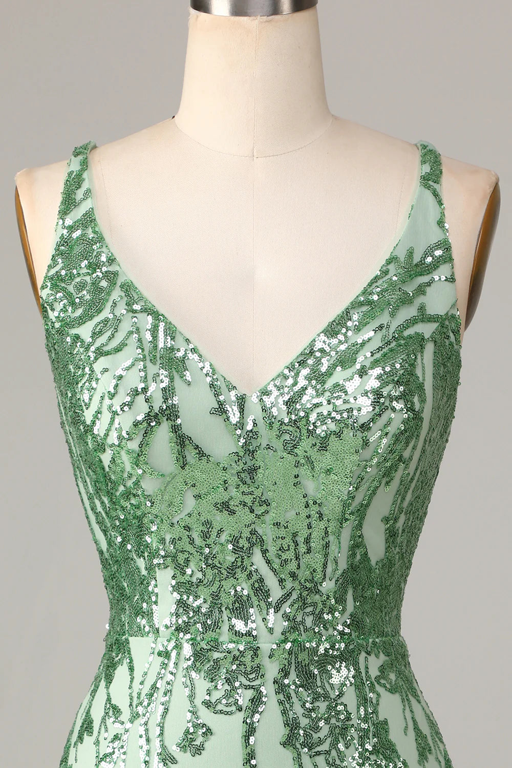 Bodycon Spaghetti Straps Green Sequins Short Full Of Charm Homecoing Dress